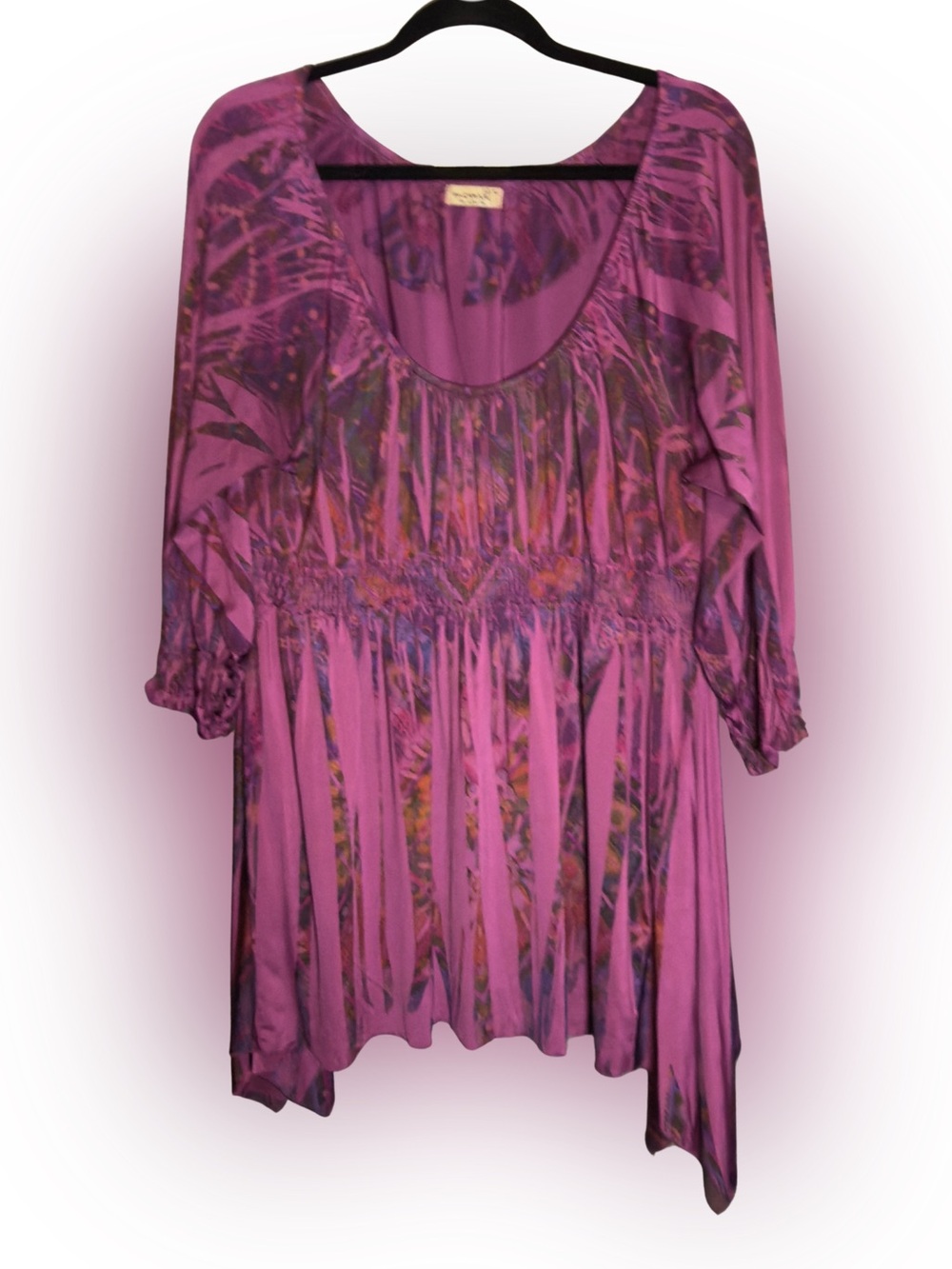 ONE WORLD Purple Printed Scoop Neck Tunic